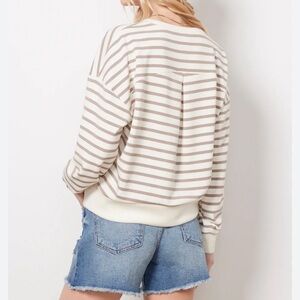 Spanx Air Essentials Striped Beige and White Sweatshirt